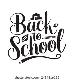 Back to school typography calligraphy silhouette vector style