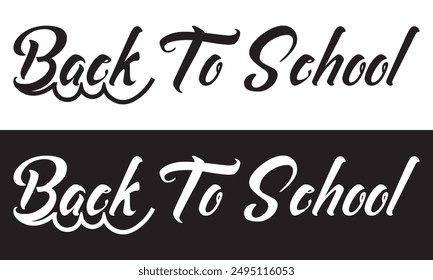 Back To School typography clip art design on plain white and black isolated background for card, shirt, hoodie, sweatshirt, apparel, tag, mug, icon, poster or badge. Vector illustration. EPS 10