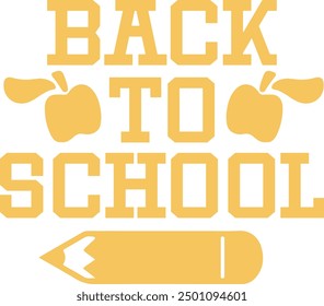 Back To School typography clip art design on plain white transparent isolated background for card, shirt, hoodie, sweatshirt, apparel, tag, mug, icon, poster or badge