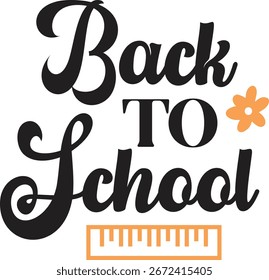 Back To School typography clip art design on plain white transparent isolated background for card, shirt, hoodie, sweatshirt, apparel, tag, mug, icon, poster or badge