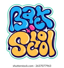 Back to school. typography of back to school in colorful bubble cartoon design. colorful typography of back to school for school campaign