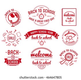 Back to School typography Designs Label Set. Vector Set.