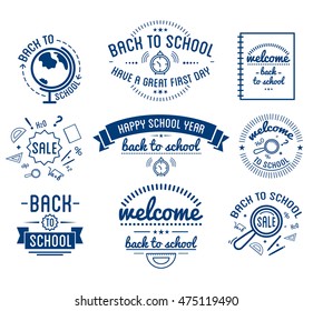 Back to School typography Designs Label Set. Vector Set.