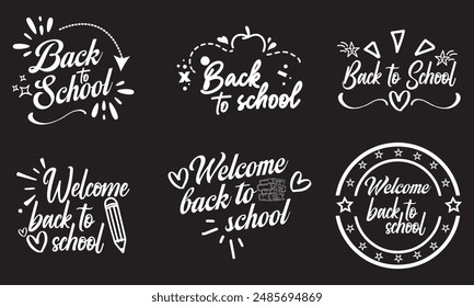 back to school typography ,lettering, calligraphy , logo vector, badge's design.