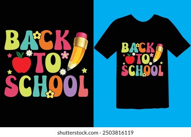 Back to school typography t shirt design vector Print Template. Welcome Back to School T-shirt Design My First Day of School Shirt Design Back To School. Ready for print poster card vintage vector pad