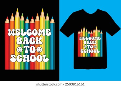 Back to school typography t shirt design vector Print Template. Welcome Back to School T-shirt Design My First Day of School Shirt Design Back To School. Ready for print poster card vintage vector pad