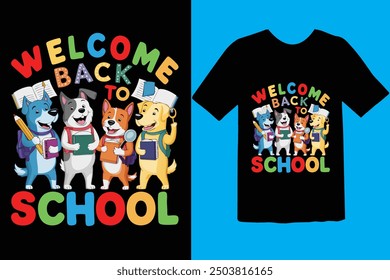 Back to school typography t shirt design vector Print Template. Welcome Back to School T-shirt Design My First Day of School Shirt Design Back To School. Ready for print poster card vintage vector pad