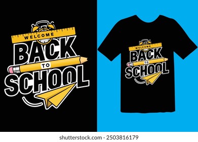 Back to school typography t shirt design vector Print Template. Welcome Back to School T-shirt Design My First Day of School Shirt Design Back To School. Ready for print poster card vintage vector pad