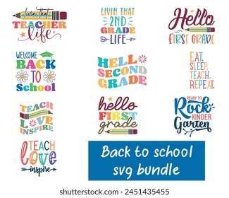 Back to school typography t-shirt bundle