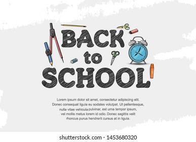 Back to School typography vector design with colorful education element in white background. vector illustration for first day school