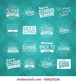 Back to School Typography - Vintage Style Back to School Sale Design Layout. Back to school vector badges, labels and logos