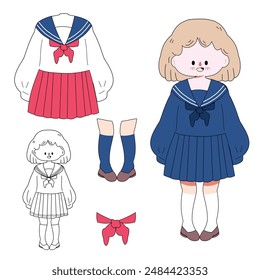 Back to school, a school uniform, cute student