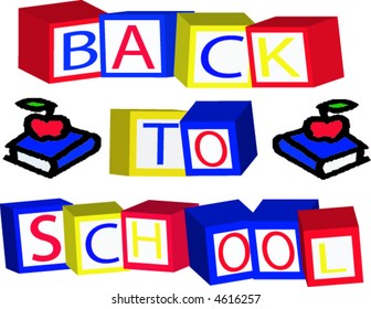 back to school vector 3D block illustrations