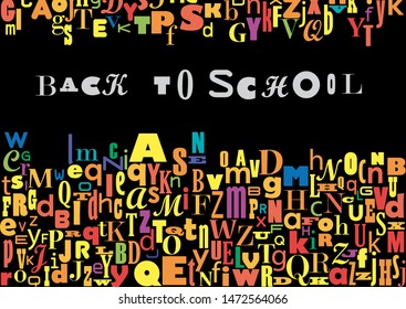 Back to school. Vector Abstract Colour Alphabet