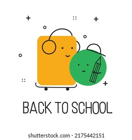 Back to school. Vector abstract geometric shapes illustration of students, schoolchildren for poster, background or cover. Back to school.