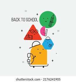 Back to school. Vector abstract geometric shapes illustration of students, schoolchildren for poster, background or cover. Back to school.