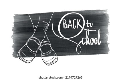Back to School Vector Art with Grunge Background. Anonymous school girl wearing shoes.