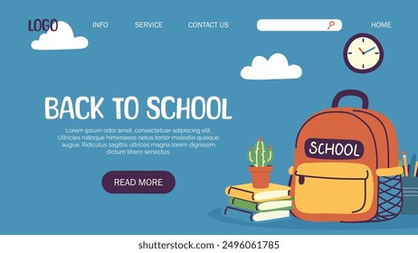 Back to school. Vector background with backpack.