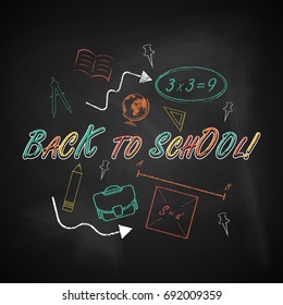 Back to school. Vector background with blackboard and smudges.