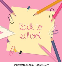 Back to school vector background - flat design, eps10