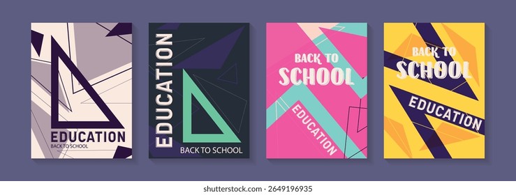 Back to School Vector Background Set. Education Poster Templates.