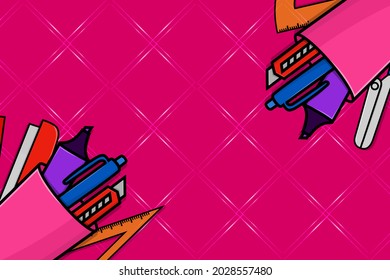 Back to school vector background with stationery. background for poster, flyer, banner, web, brochure, presentation
