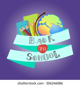 Back to school. Vector background of school supplies and items.