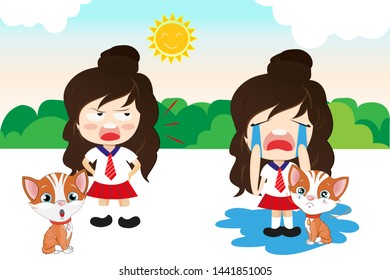 Back to school vector. Bad Mood, face, Angry child