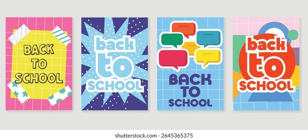 Back To School Vector Banner Collection. Colorful Education Design.