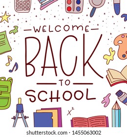 Back to school vector banner. Creative design advertising. Vector illustration.
