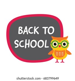 Back to school vector banner with a cute owl