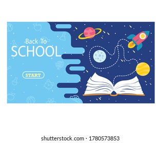 Volver al diseño de pancartas vectoriales escolares con personajes escolares coloridos