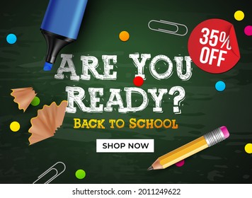 Back to school vector banner design. Education items and space for text in the background. Vector illustration.