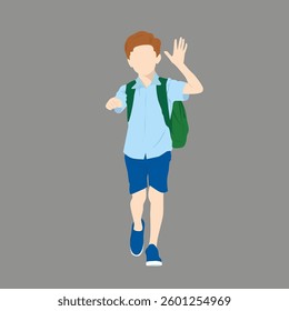 Back to school vector banner design with cute boy and education element. Poster with schoolboy for poster, wallpaper, print, website. Vector background for your design