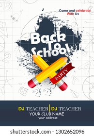 Back to school vector banner,poster card design with 3d yellow sharp wooden pencils and Welcome Back to School text