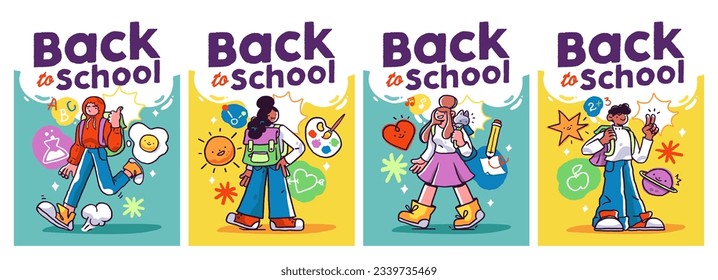 Back to school vector banners. Background design with children and education accessories element. Kids hand drawn flat design for poster , wallpaper, website and cover template.