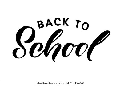 Back to school vector calligraphy illustration isolated on white background. Typography for banners, badges, postcard, t-shirt

