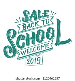 back to school. Vector calligraphy lettering for poster or print. Hand drawn letters.  typographic inscription for your design. 