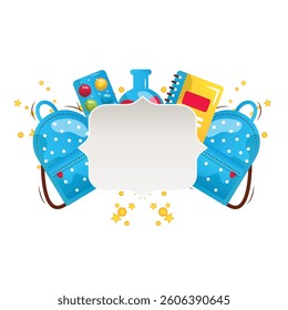 Back to school vector cartoon frame