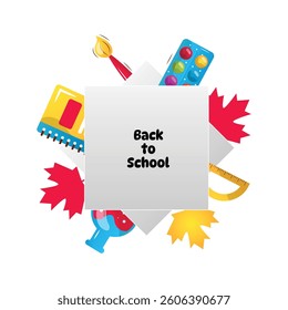 Back to school vector cartoon frame