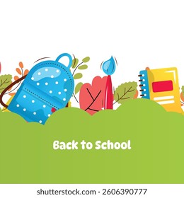Back to school vector cartoon frame