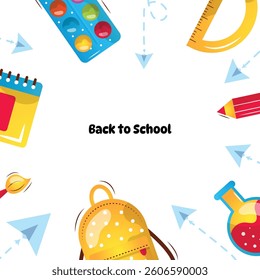 Back to school vector cartoon frame