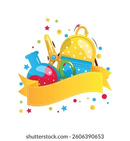 Back to school vector cartoon illustration on the white background