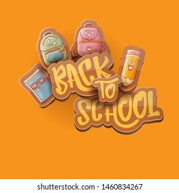 Back School Vector Characters Background Template Stock Vector (Royalty