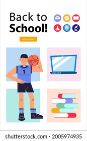 Back to school. Vector clipart on the topic of education, school.
