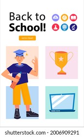 De vuelta a la escuela. Vector clipart sobre el tema de la educación, la escuela.