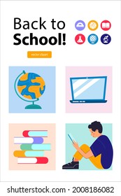 Back to school. Vector clipart on the topic of education, school.