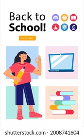 Back to school. Vector clipart on the topic of education, school.