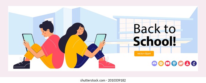 Back to school. Vector clipart on the topic of education, school.