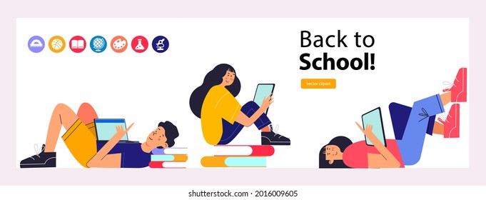 Back to school. Vector clipart on the topic of education, school.